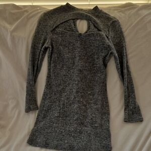 Gray Knit Long Sleeve Dress